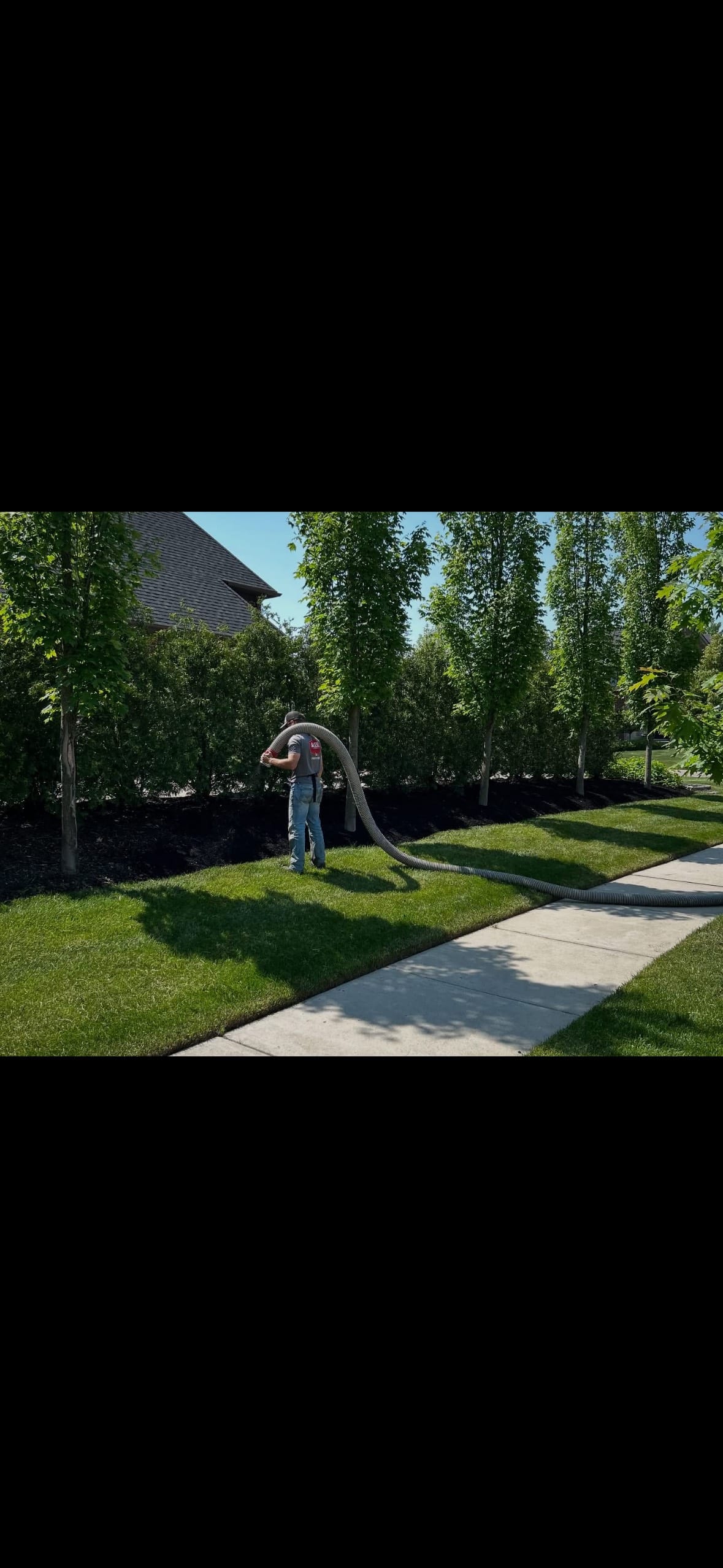 Mulch installation Blown in Mulch installation landscaping