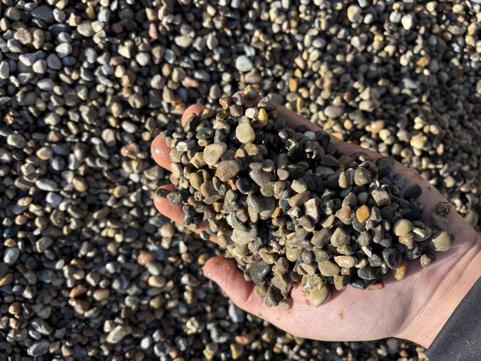 Pea stone pile from Miller's Landscape and Supply
