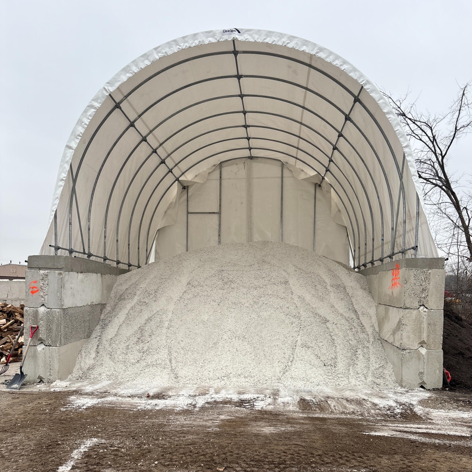 Bulk salt stored under cover at Miller's