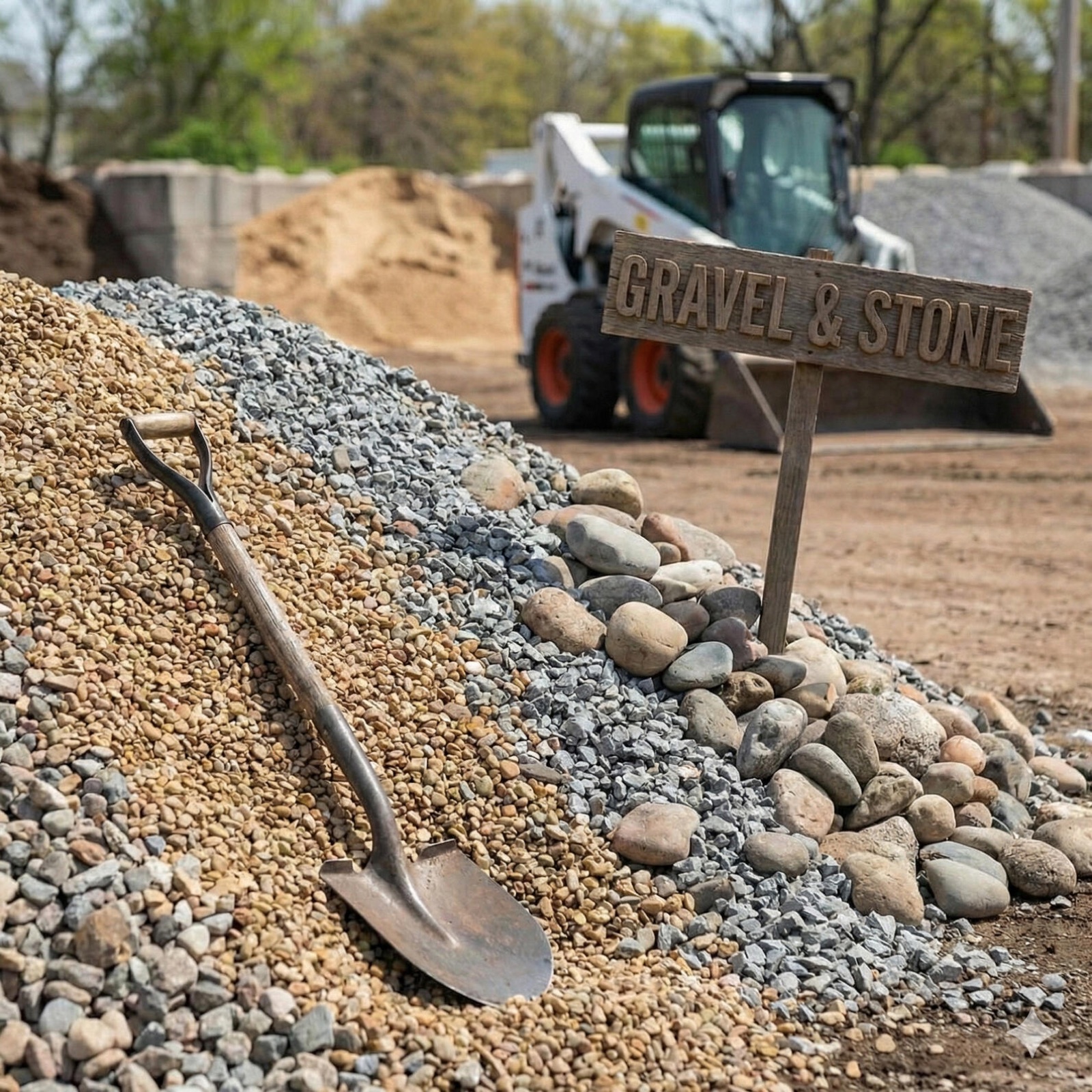 Bulk gravel and stone at Miller's yard